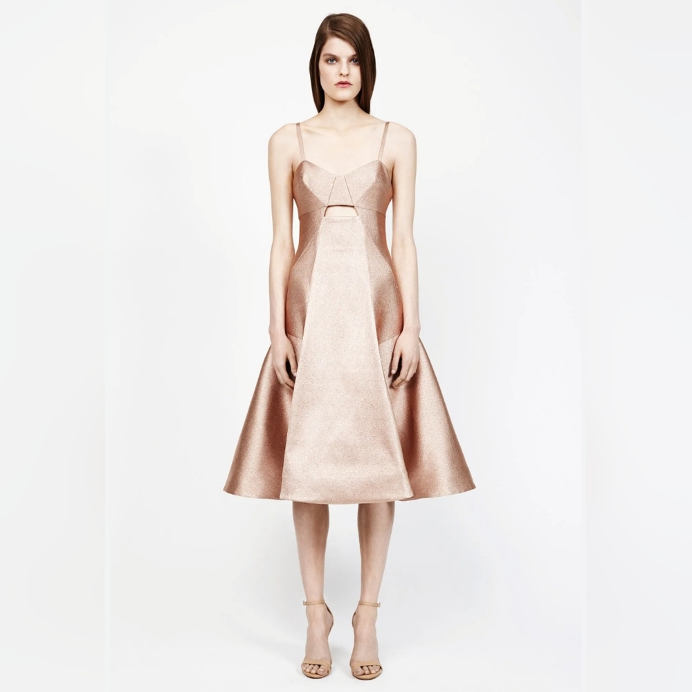 Jonathan Simkhai Gold A-line Mini Dress with Sweetheart Neckline for Cocktail